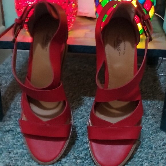 RED BASS SANDALS WOMEN'S SIZE 7.5M WITH WEDGE HEELS "RENAE" EXCELLENT CONDITION - Picture 1 of 9